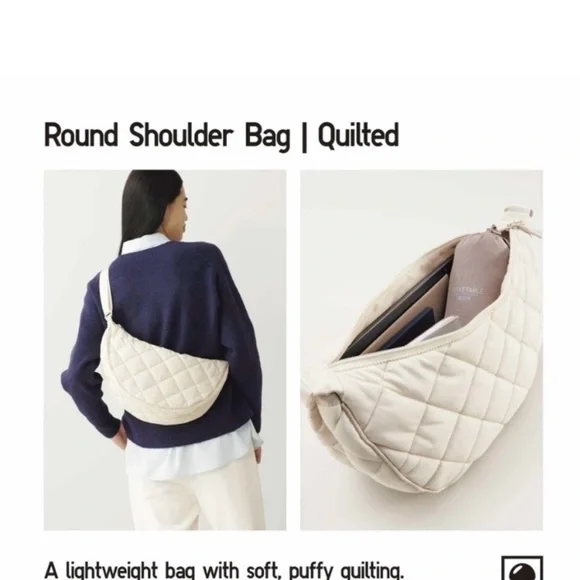 NWOT/ UNIQLO Off White Quilted Shoulder Bag - Picture 10 of 10